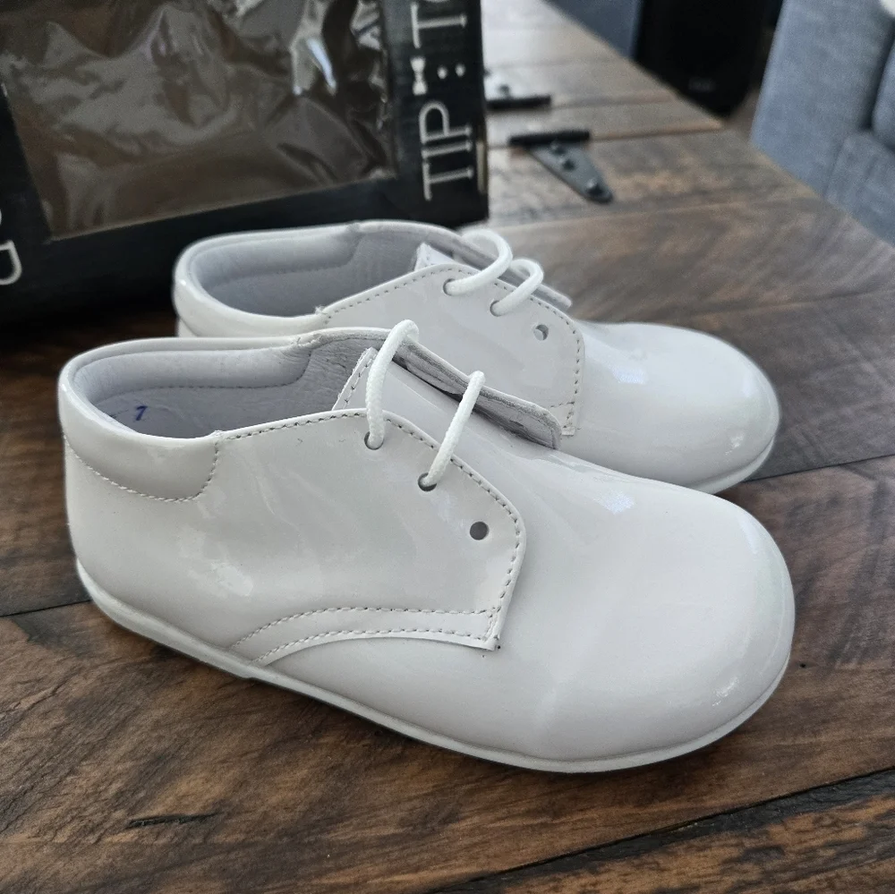 Tip Top Kids Little Boys White Patent Leather Dress Shoes. Style 370. Si…